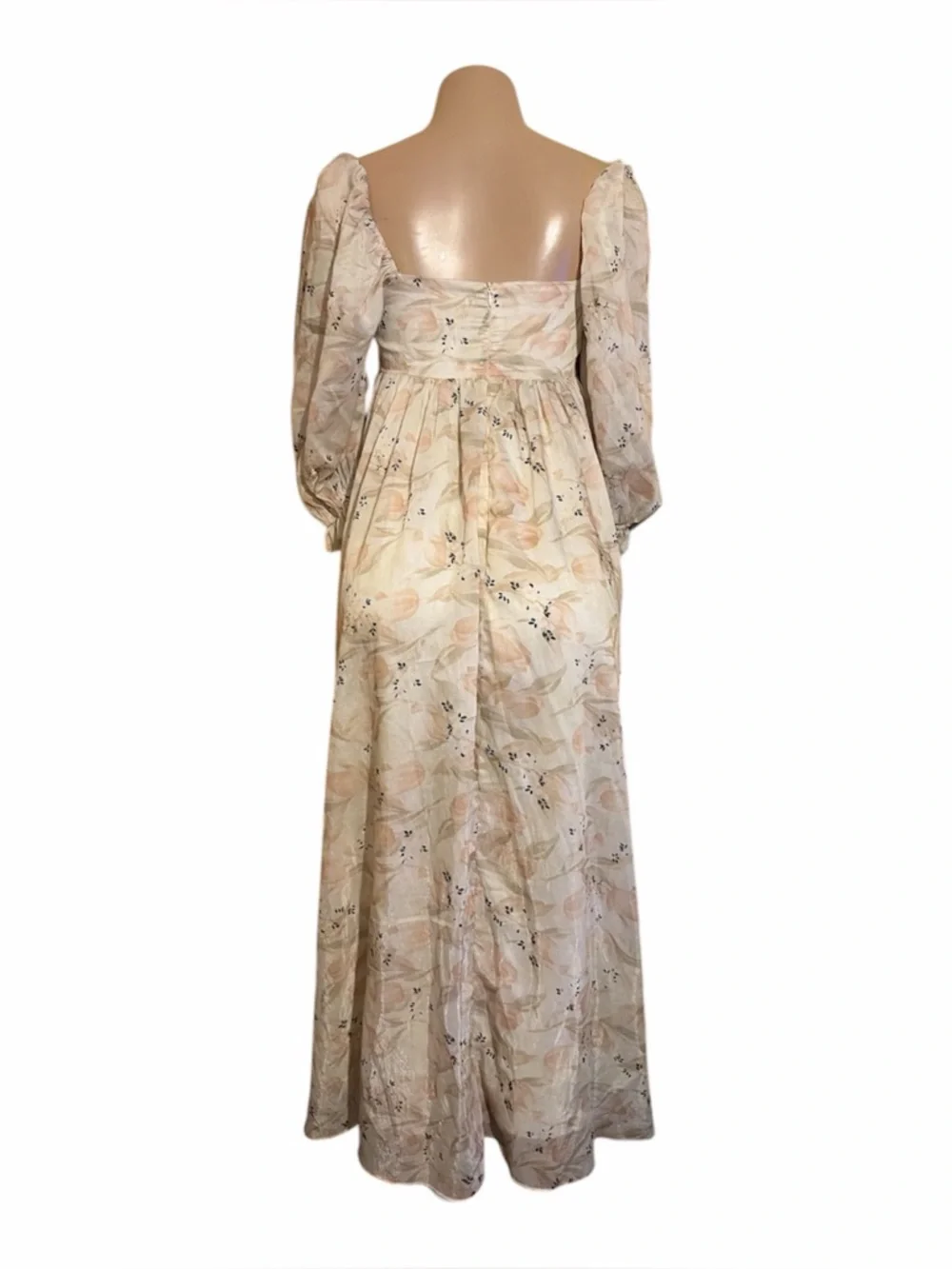 Storia Cream Floral Maxi Dress with Subtle Blush Accents